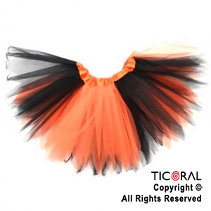 POLLERA TUTU BRUJA NARANJA Y NEGRO HALLOWEEN x 1